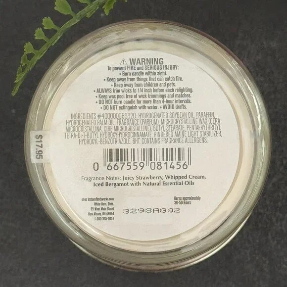 BBW Strawberry Snowflakes White Barn Bath & Body Works Single Wick Candle - Picture 10 of 10